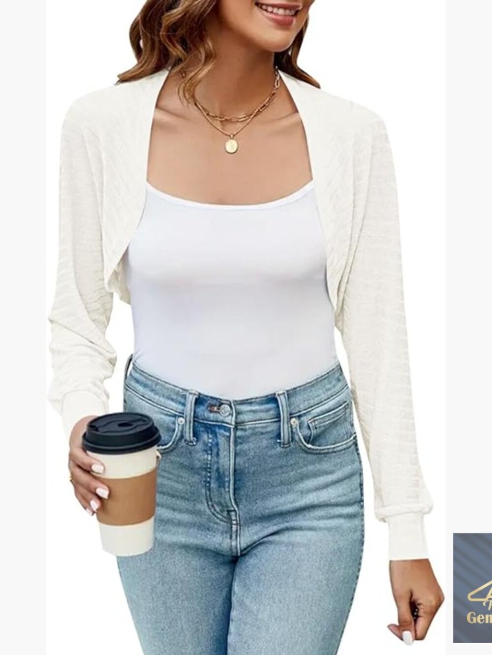 Cropped Open-Front White Women’s Bolero Sweater